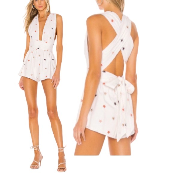 MAJORELLE Pants - 𝅺REVOLVE MAJORELLE Romper Callie Star Embroidered Size L